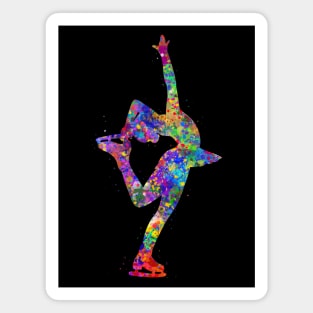 Ice skater girl watercolor art Magnet